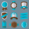 Badges, Stickers, Labels, Shields and Ribbons set. Flat style. Vector vintage illustration. Royalty Free Stock Photo